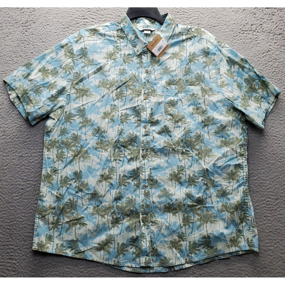 Eddie Bauer Baja Shirt Mens 2XL Multi Palm Tree Print Short Sleeve Button-Down